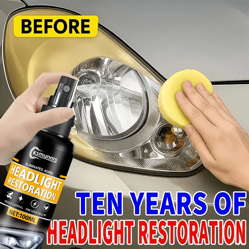 Headlight Restoration Spray - Restores Headlight Clarity and Provides a Long-Lasting Protective Coating, Suitable for All Vehicl