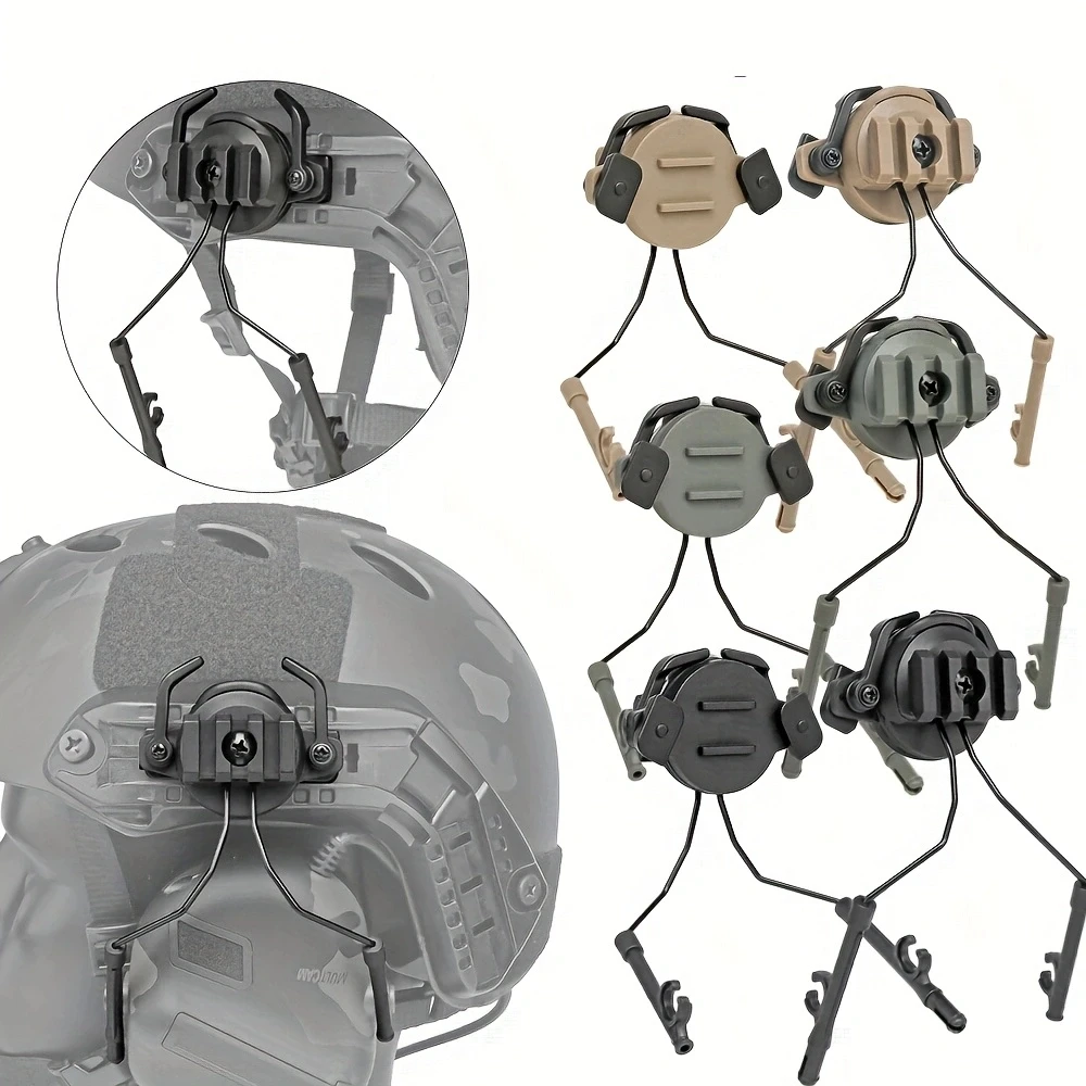 Helmet Accessories Headset Helmet Rail Adapter 360° Multi-Angle Adjustable Flip-Over Headset Holder for 19-21mm Tactical Helmet