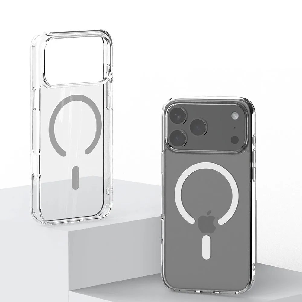 Kristall stoßfest für Magsafe magnetische Hülle für iPhone 17 Pro Max 16e 17 Air 11 12 13 14 15 16 Plus klare kabellose Ladeabdeckung