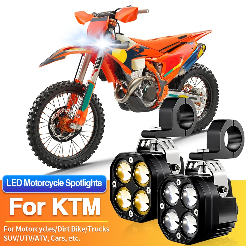 

1 Set Universal Motorcycles Headlight LED Fog Light 2-Color Spotlights for KTM 450 EXC F/450 XC-F/450 SXF/500 EXC F/500 XCF-W