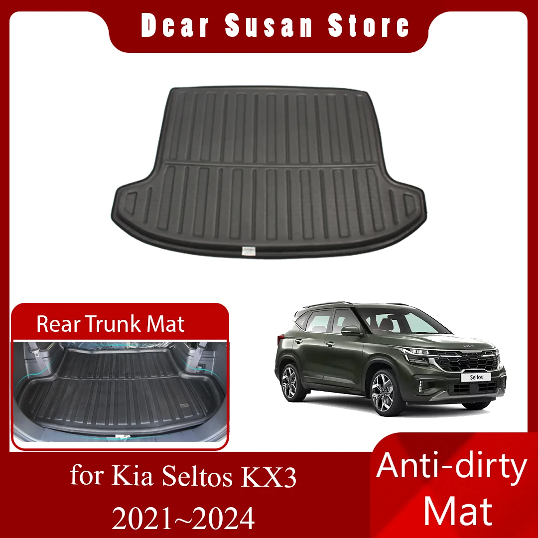 

Car Rear Trunk Mat for Kia Seltos KX3 SP2 2021~2024 2022 Special Tray Waterproof Luggage Rug Pad Space Liner Cover Accessories