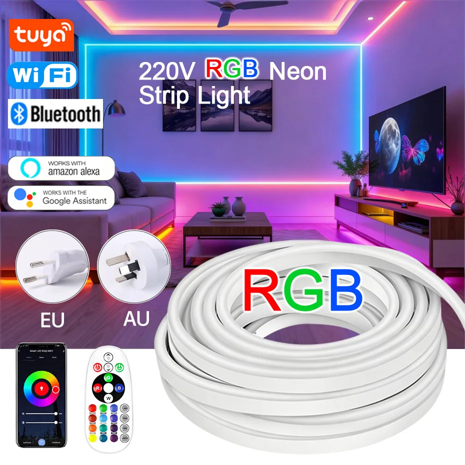 1m-30m-rgbネオンストリップライト-ac-220v-smd-5050-rgbカラー調光可能防水スマートコントロールフレキシブルledリボン-eu-auプラグ付き