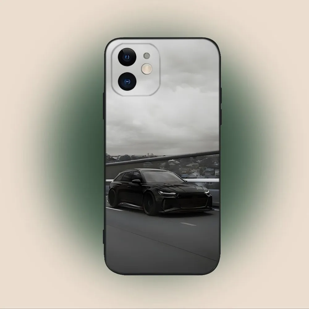 A-Audi R8 RS6 RS7 Sports Car Phone Case For iPhone 15,14,13,12,11,Plus,Pro Max,XS,X,XR,SE,Mini,8,7 Soft Silicone Black Cover