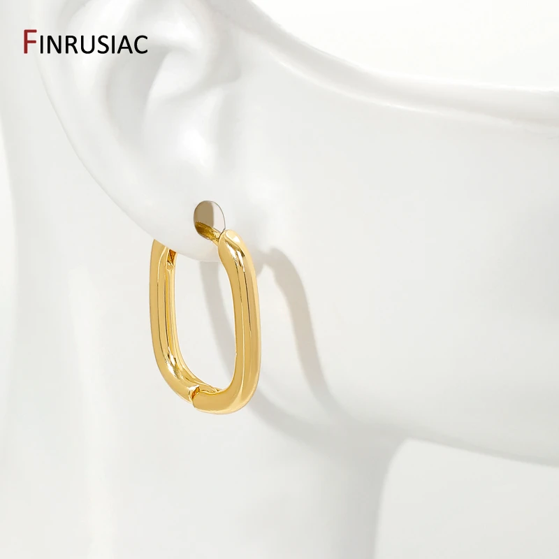 Fashion 18K Gold Color Brass Simple Hoop Earrings for Women Circle Piercing Round Ring Hang Earrings Wholesale