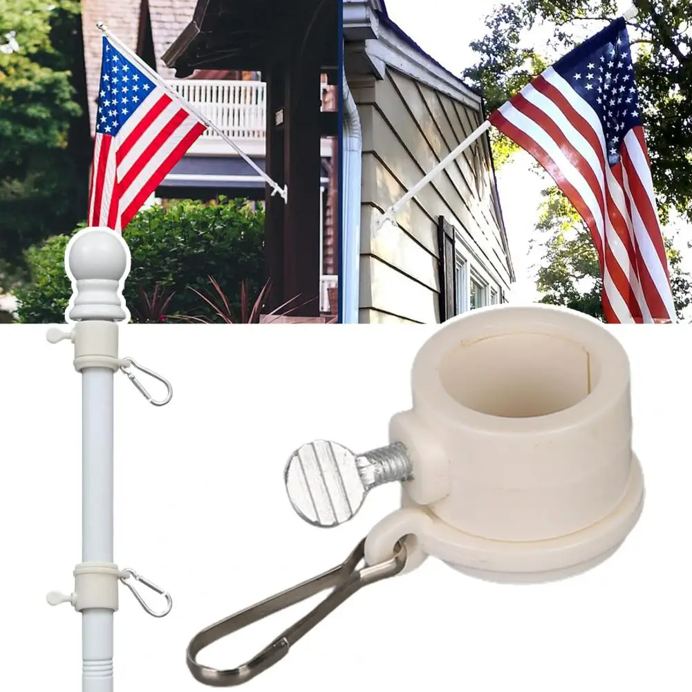 2Pcs/Set Flag Pole Clip Rotating Flagpole Rings Flagpole Buckle Tangle-Free Swivel Flagpole Buckles for 2X3 3X5 4X6 Flags