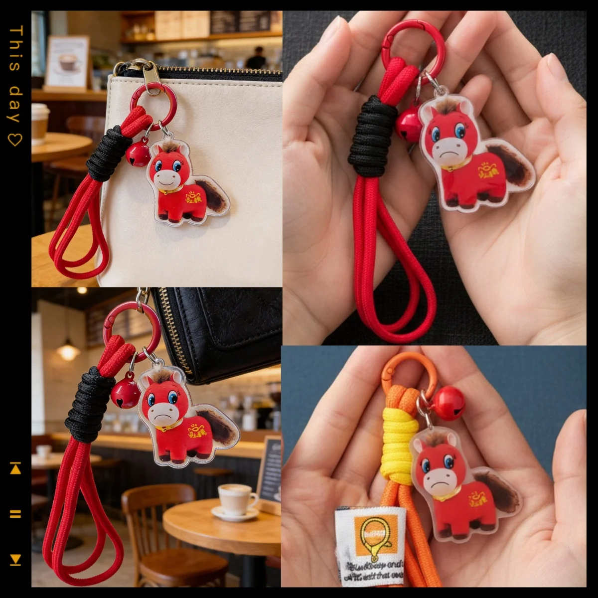 

Kawaii Anime Crying Horse Rope Weaving Keychain Acrylic Backpack Doll Keychain Birthday Gift Peripheral Toy Wholesale Pony