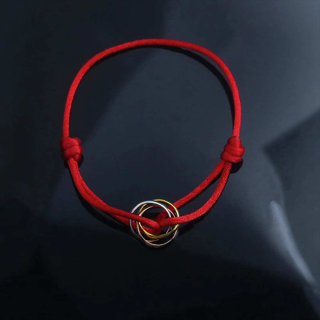 S925 Sterling Silver material three ring three color couple lucky bracelet. French luxury jewelry