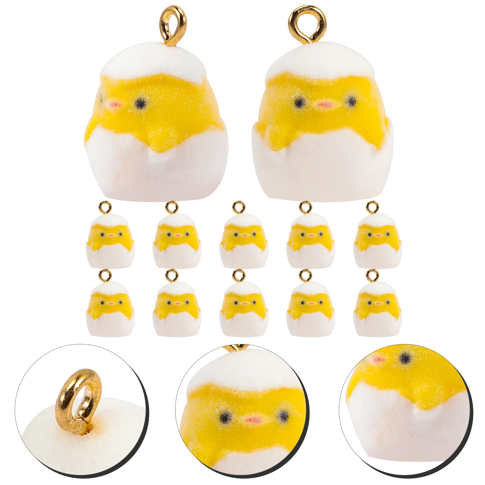 

10 Pcs Small Eggshell Earrings of The Lid Flocking Easter Pattern Pendant Cartoon Chicken Accessory Resin Baby Jewelry Charms