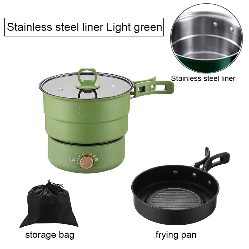 Split Cooking Pot Foldable Multicooker Frying Pan Hotpot Food Steamer Rice Cooker Soup Maker Boiler  Travel 110/220V