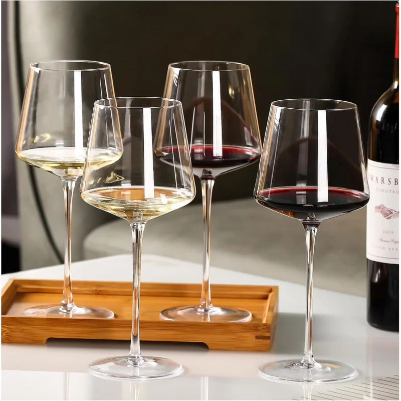 

Modern Art for Your Table: Set of 4 Hand Blown Square Crystal Wine Glasses - A Sculptural Gift for the Design-Conscious Host