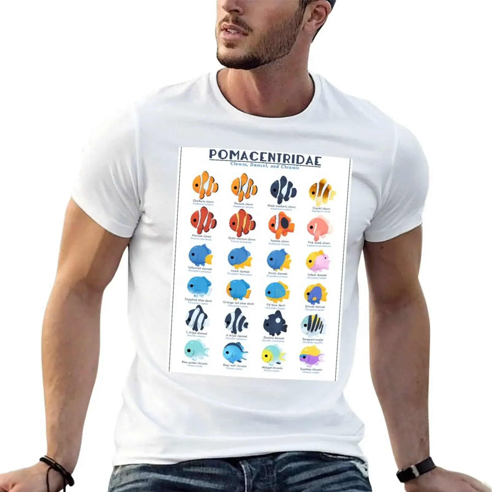 

Species Poster - Pomacentridae (Clownfish and Damselfish) T-shirt summer clothes plus sizes aesthetic clothes Men's t shirts