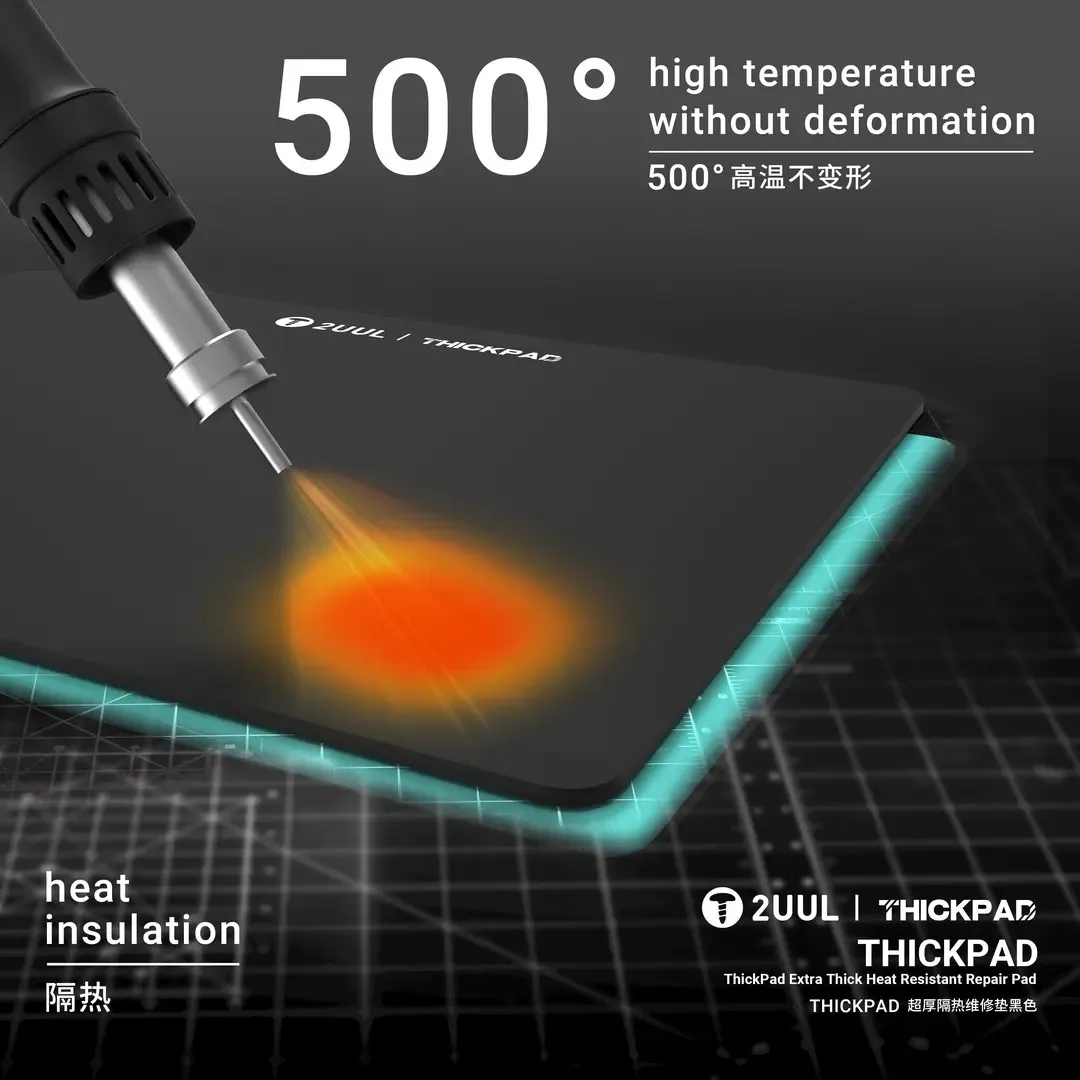 2UUL THICKPAD Extra-Thick Heat Insulation Mat 500°C Resistant Anti-Slip Anti static Silicone Pad for mobile phone Repair