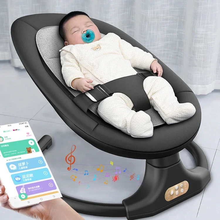 Load Baby Smart Electric Baby Cradle Crib Swing Rocking Chair  Newborn Calm Chair with Comforter Remote Control