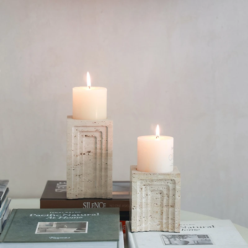 Nordic Stone Candle Holder Scandinavian Decor Centerpiece for Dining Table Romantic Dinner Party Rustic Ambiance Tealight Stand