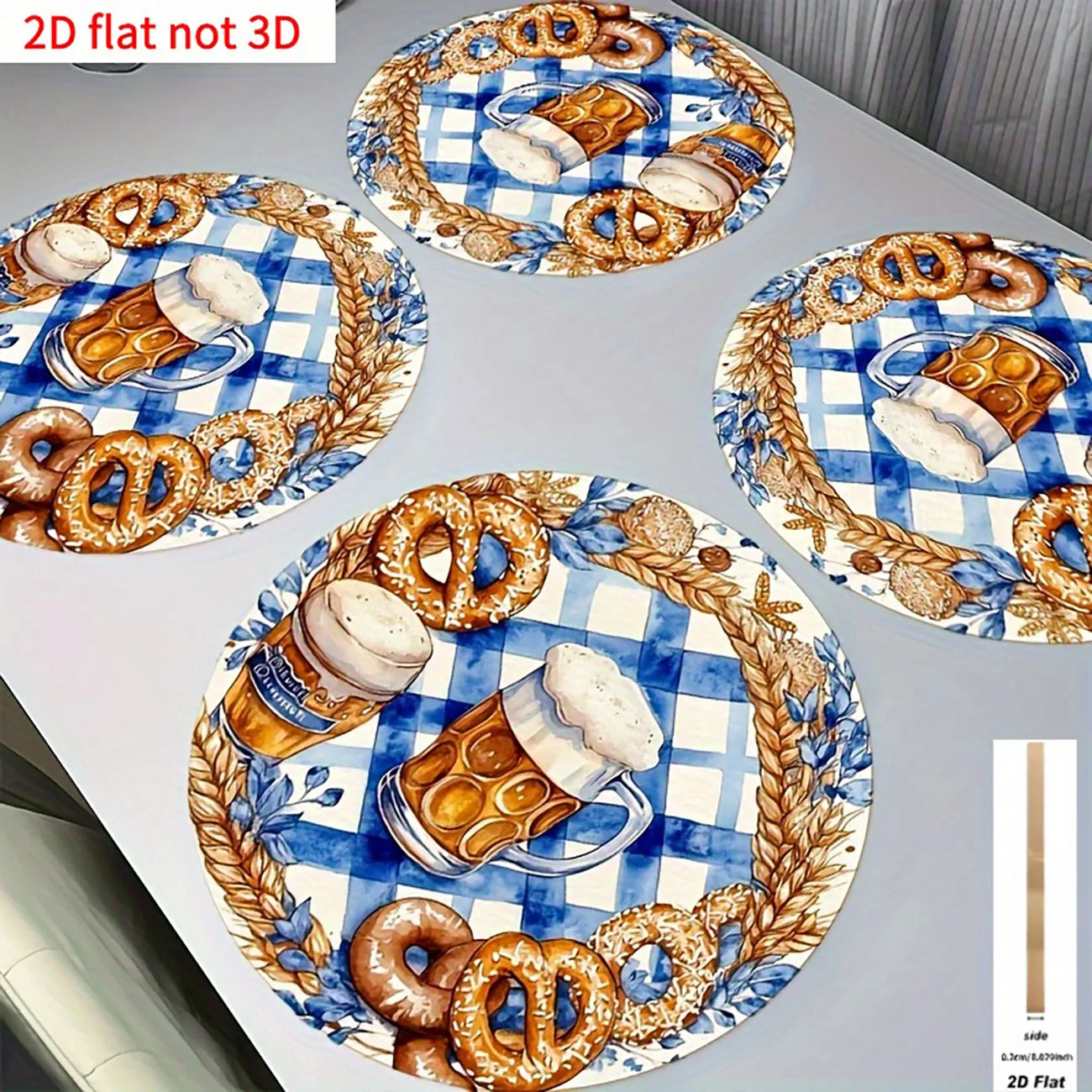 4-piece set - wooden placemat, anti slip and heat-resistant, desktop protection, dining table decoration, restaurant gift