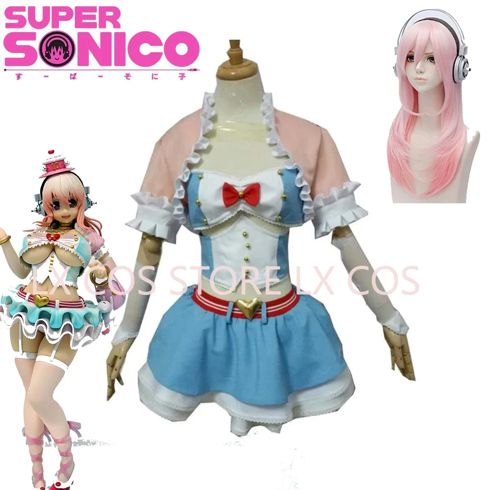 Anime Super Sonico Cosplay Costume 10nd Birthday Party Figure Outfit Costume Made