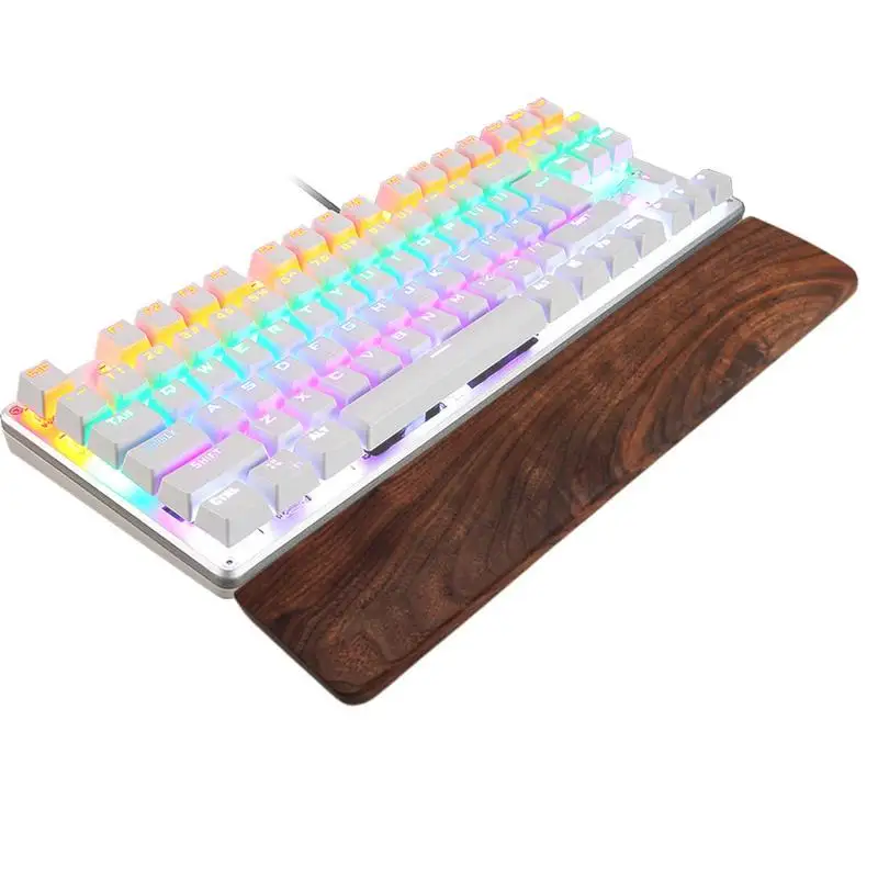 Деревянная подставка для запястья механической клавиатуры с противоскользящим ковриком, эргономичная подставка для запястья игрового стола, поддержка 61, 87, 104, клавишная подставка для рук