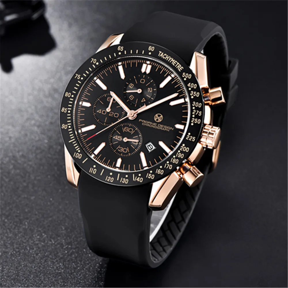 2023 PAGRNE DESIGN Men Quartz Watches 45MM Top Waterproof Luxury Business Sapphire Stainless Steel Relogio Masculino 5140