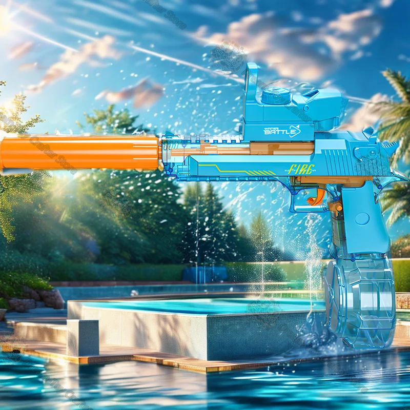 

Electric Desert Eagle Water Gun Toy for Kids Automatic Blaster Handheld Pump Action Outdoor Soaker Beach Play Splash Shooting