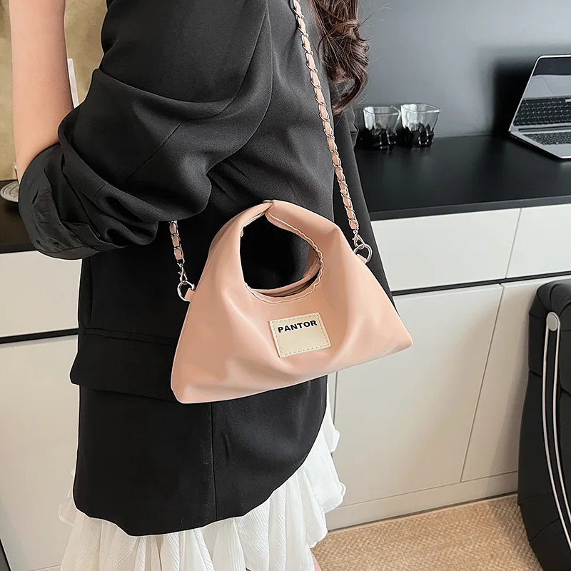 

2025 Korean-Inspired Dumpling Bag for Women Solid Color Adjustable Crossbody Strap Shoulder Purse Day to Night Versatile Bag