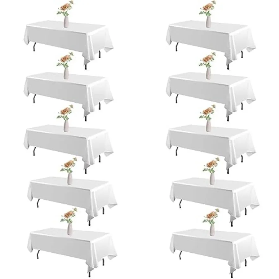 

Прямоугольная скатерть белого цвета, полиэстеровая, устойчивая к сминанию, многоразовая, декоративная, моющаяся, для вечеринок и свадеб.