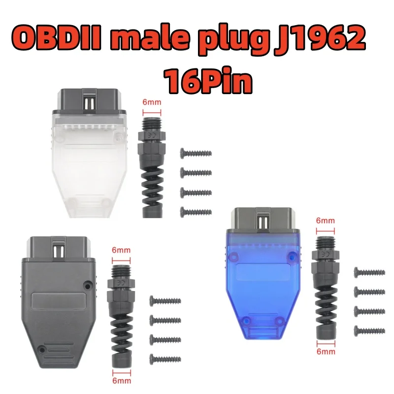 OBDII-Connecteur de diagnostic de voiture universel, prise mâle J1962, 16 broches, adaptateur mâle, contact carré, prise de soudage, connecteurs de bricolage