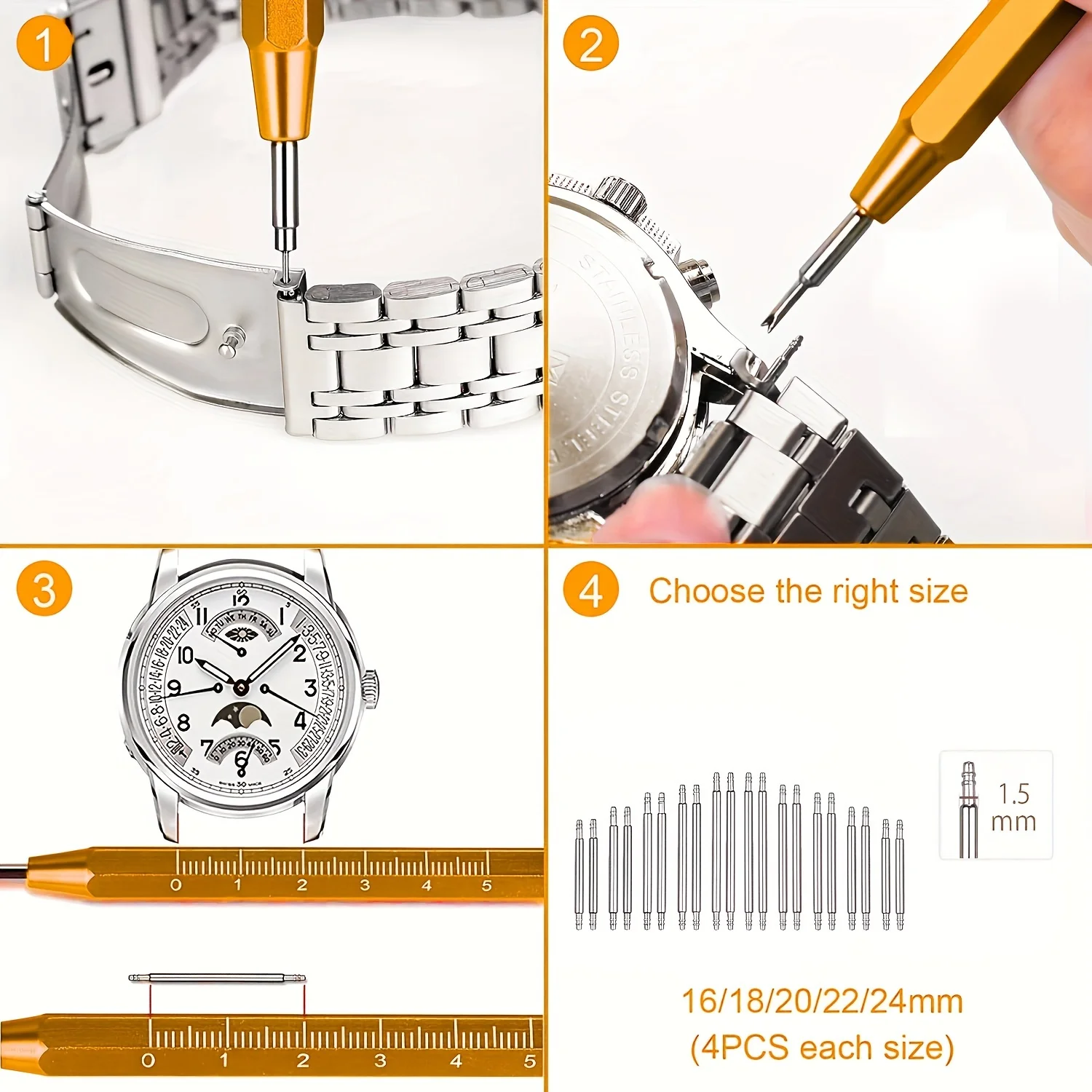 Watch Battery Replacement Kit Service Screwdriver Watch Band Replacement Tool Shell Opener Ideal Choice for Gifts