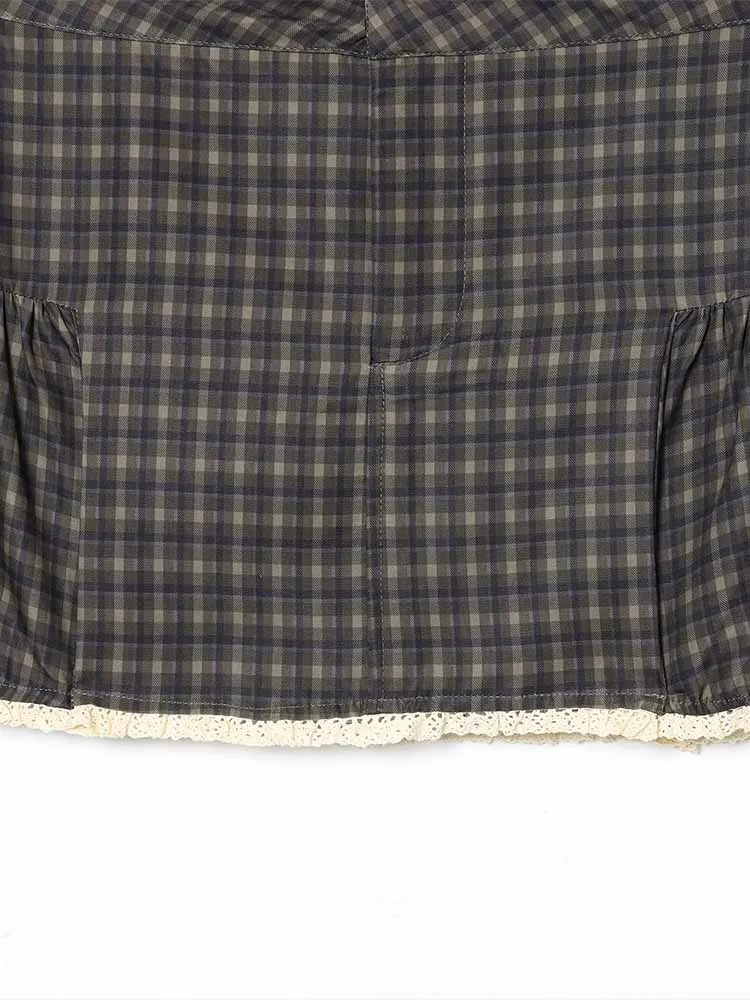 النمط الأوروبي والأمريكي الخريف الوافدين الجدد تصميم الملابس النسائية البسيطة المألوف والعصرية تنورة صغيرة منقوشة الدانتيل #5