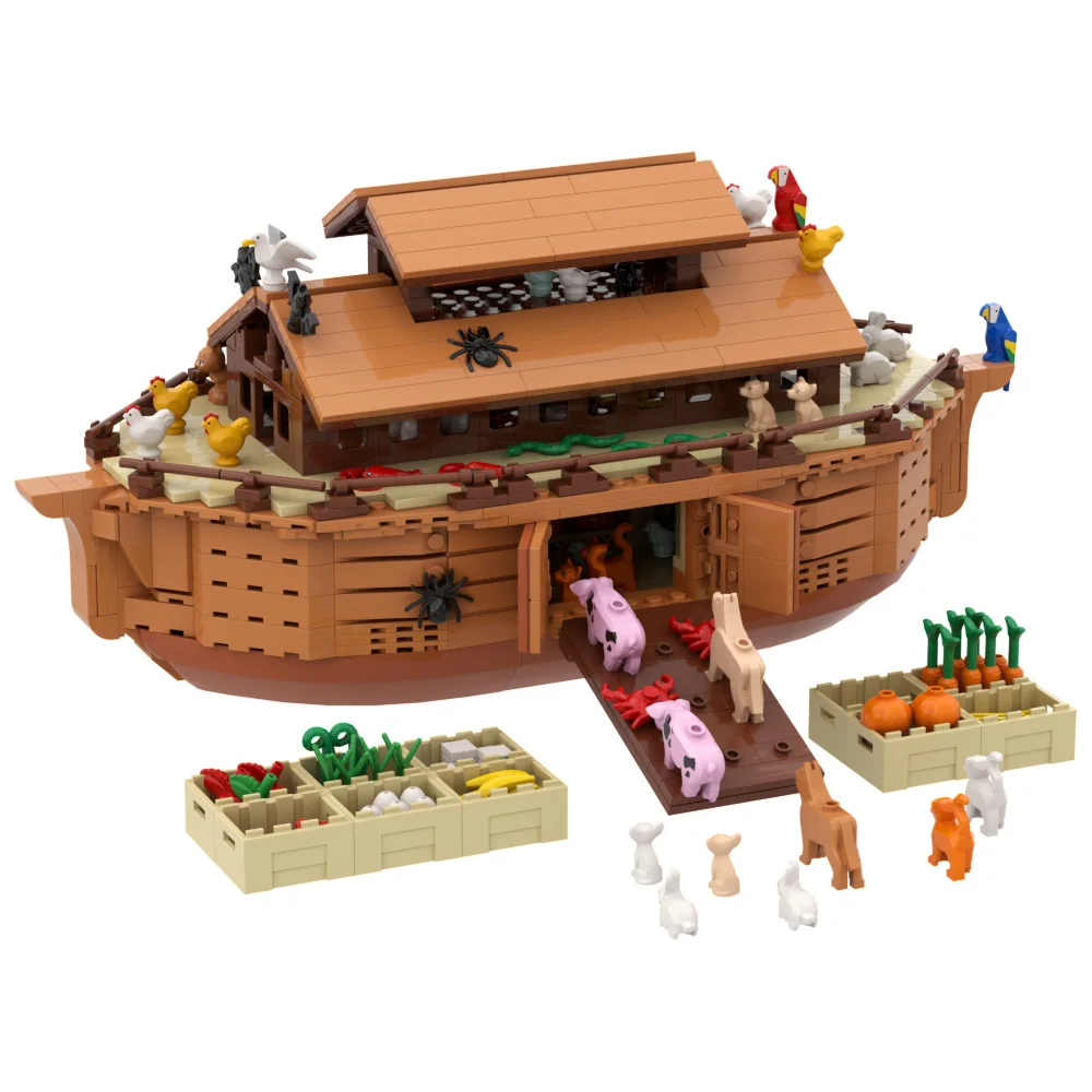 Gobricks MOC Noah's Ark Building Blocks Maritime เรือรบรุ่น Biological สัตว์อิฐ DIY ประกอบของเล่นเด็กของขวัญ