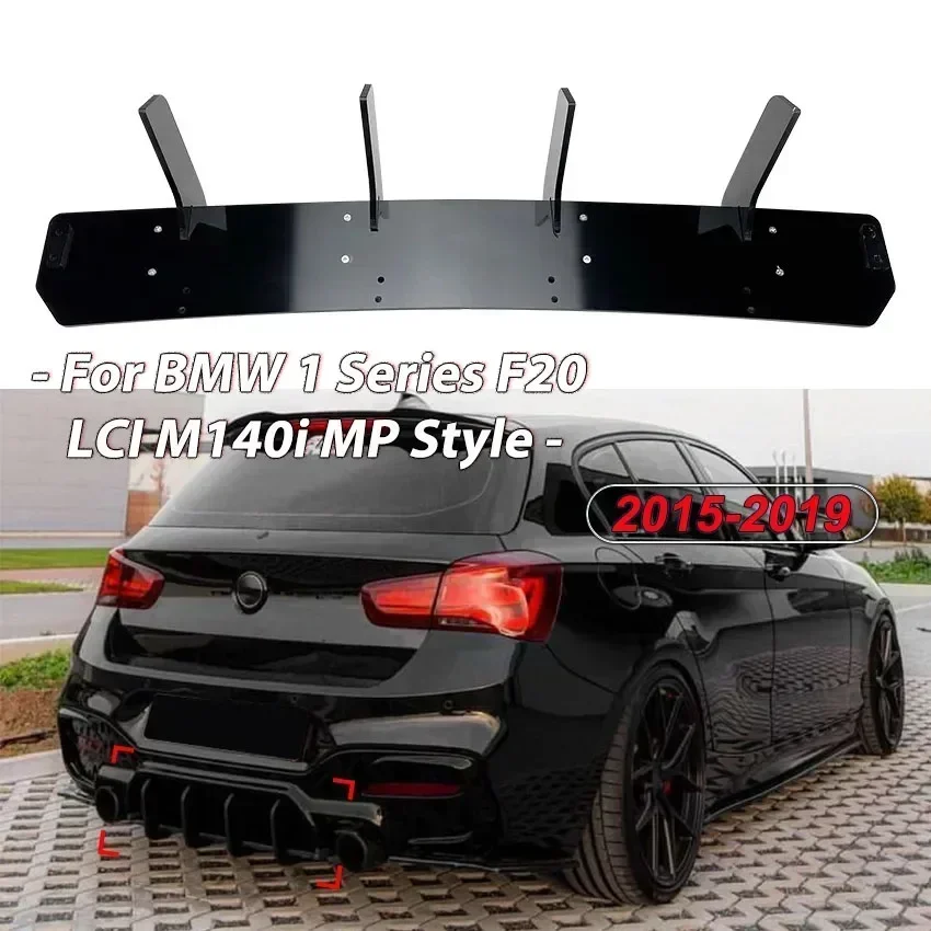 

For BMW 1 Series F20 LCI M140i MP Style 2015-2019 Car Rear Bumper Lip Diffuser Splitter Back Fins Fender Canards Trims ABS New