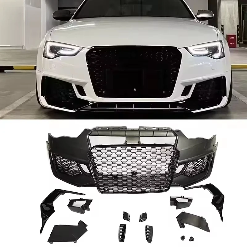 

Suitable for Audi A5 S5 B8.5 2012-2016, RS5 Style Front Bumper Body Kit with Black Grille