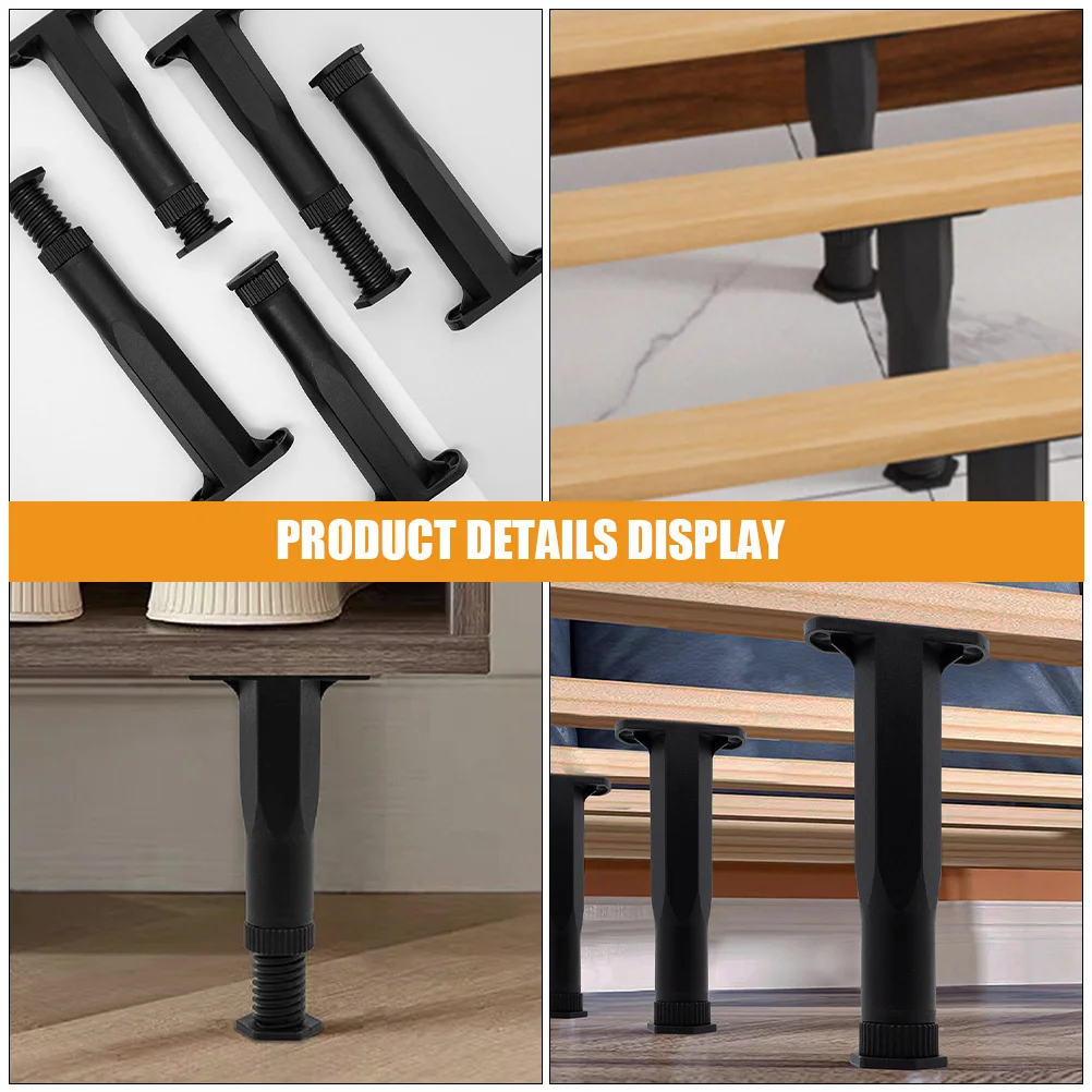 8 قطعة أرجل قطع الأثاث بارتفاع قابل للتعديل مادة البولي بروبيلين طاولة السرير دعم استبدال دعامة سرير عملية شديدة التحمل