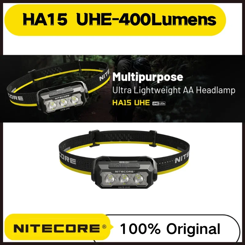 NITECORE HA15 UHE Outdoor Camping Trekking Headlamp 400Lumens Include Battery