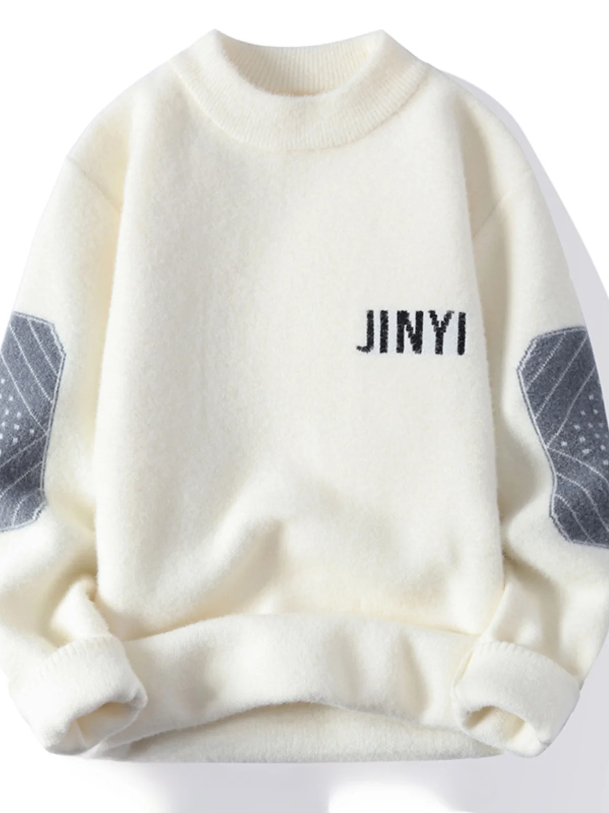 

Мужской вязаный свитер из кристаллической норки, осенне-зимний, утепленный, с высоким воротником, теплый, не скатывается, дышащий, с геометрическим узором