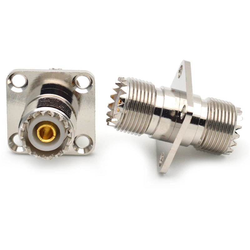Reines Kupfer UHF-Buchse zu UHF-Buchse 4-Loch-Flansch-Panelmontage-Adapter SO239 PL259 RF-Koaxial-Verbindungskabel-Stecker – Detail 6