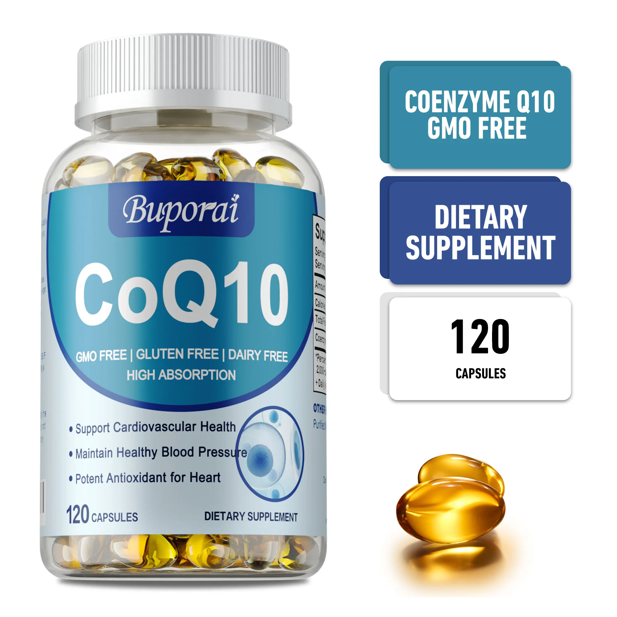 

Coenzyme Q-10 - Natural Antioxidant, Promotes Brain, Heart and Cardiovascular Health, Provides Cellular Energy, Boosts Immunity
