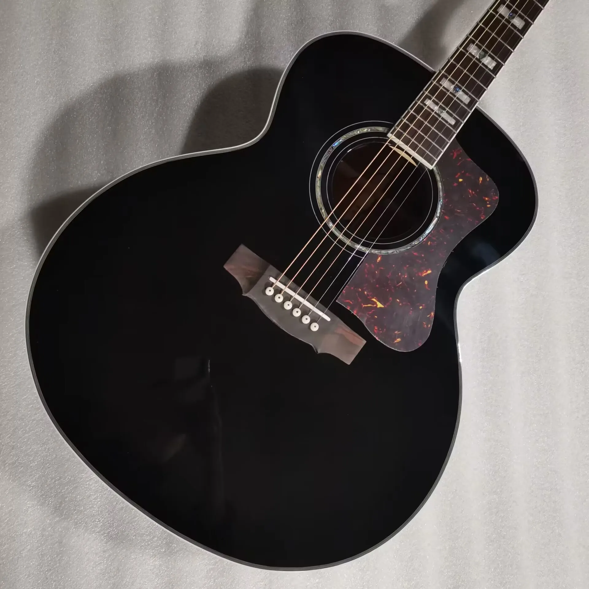 

Professional Acoustic Electric Guitar with 3 Knobs, Jumbo F50 VINTAGE, Black Gloss, Guild, Free Shipping