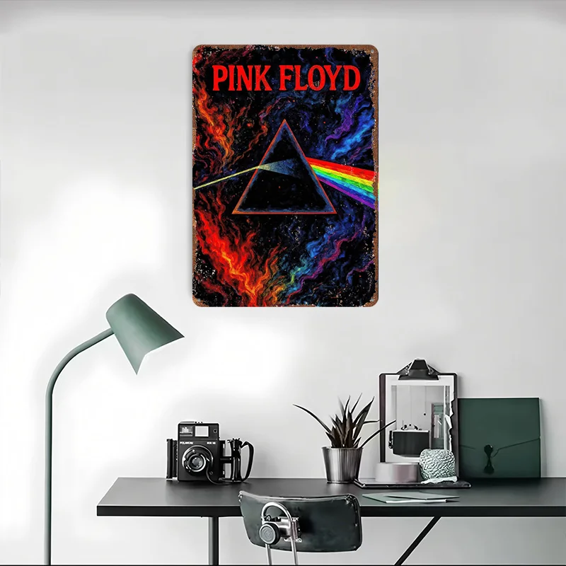 الوردي فلويد الجانب الداكن من القمر المعادن المشارك تين علامات جدار الفن علامة معدنية مخصصة للديكور المنزل غرفة المعيشة الديكور