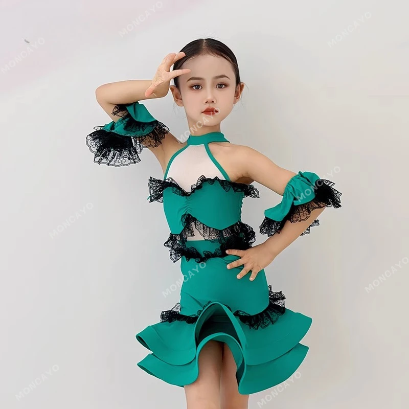 

Salsa Latin Dance Dress Girls Ballroom Dance Competition Dresses Standard Tango Samba Dance Costume Latin Practice Dress Kids