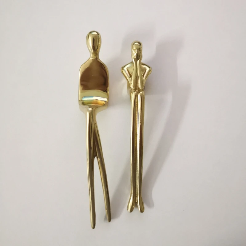 Brass Ballet Dancer Handle Decoration Cabinet Door Wardrobe Gold Light Luxury French Nordic Abstract Door Knob
