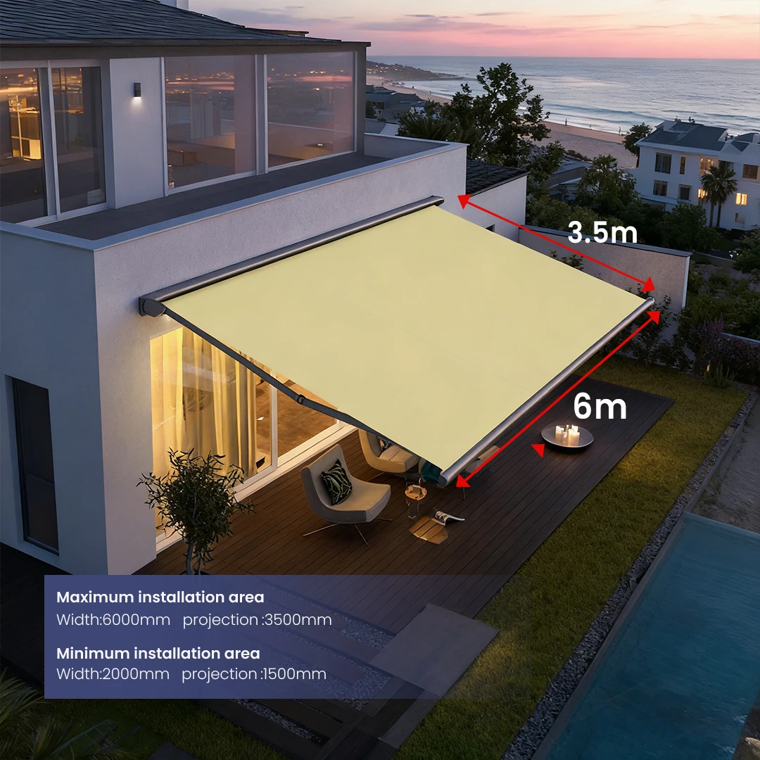 Custom Retractable Aluminum Awning Acrylic Coated Modern Design Balcony Luxury Rooftop Rain Canopy