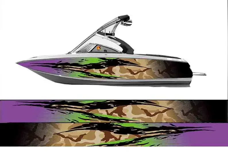 Custom Fashion Line Star Printing Fishbone Graphic Vinyl Waterproof Boat Wrap Decal Decoration Fits Any Boat DIY Image & Size