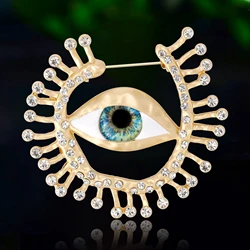 Popular Rhinestone Devil's Eye Brooches for Women Unisex Enamel Glasses Pins Event Party Decoration Clothes Accessories