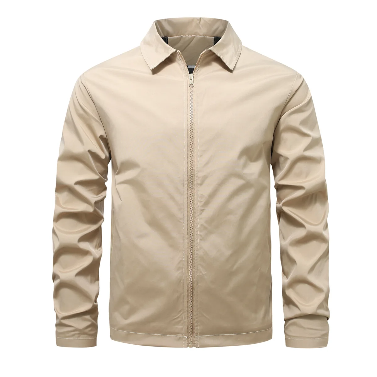 Frühling und Herbst Neue Baseball-Kragen Kurze Lose Einfarbige Jacke Herren Business Casual Dünner Mantel Trend – Detail 9