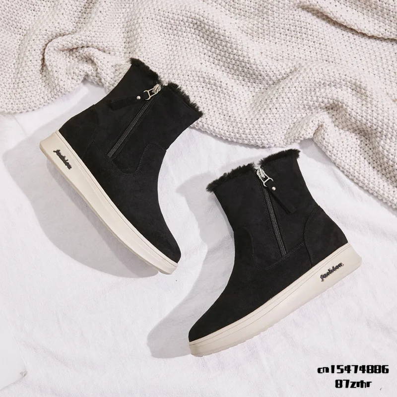 Winter Fur Snow Shoes Women Genuine Leather Ankle Boots For Women Cow Hide Leather New Femake Ankle Boots For Winter