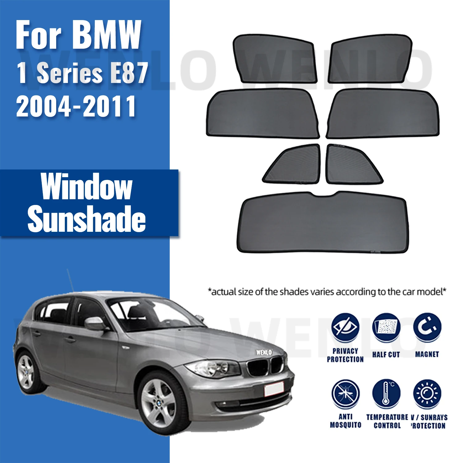 For BMW 1 series E87 2004-2009 2010 2011 Side Window Sun Shade Visor Car Sunshade Front Rear Windshield Frame Curtains Shield