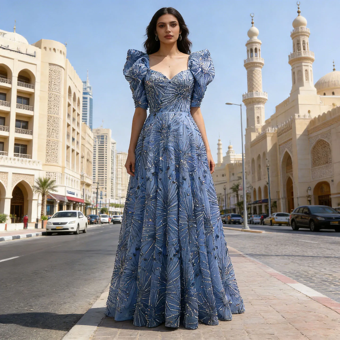 

Роскошное вечернее платье Eshaut&Bridal с бисером в дубайском стиле для женщин, 2026, А-силуэт, с пышными рукавами, для выпускного, свадьбы, вечеринки, на заказ, 2026