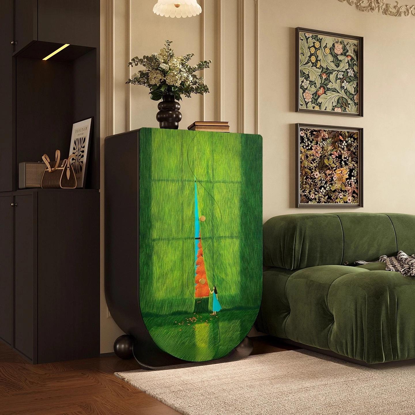 High sense niche art healing department painted household bucket cabinet side cabinet wall storage cabinet