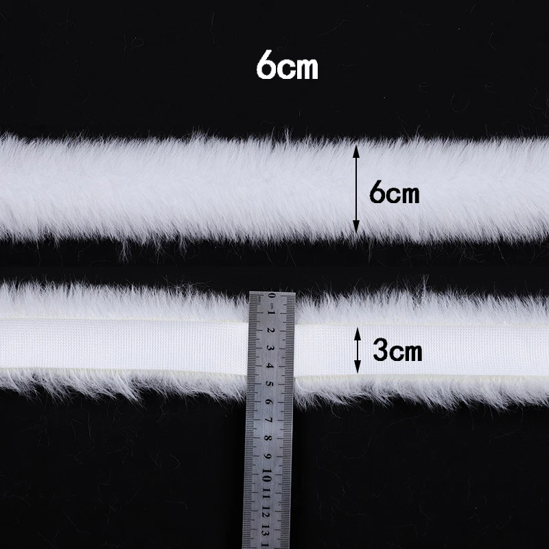 1m Faux Rabbit Fur Apparel Sewing Fluffy Trim Trimming Fabric for Artificial Fur Strips Cuffs DIY Accessory Garment Decoration