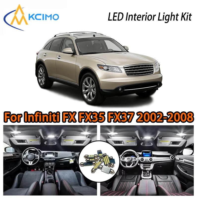 

KCIMO For Infiniti FX FX35 FX37 FX45 FX50 FX30d 2002-2008 Premium LED Interior Kit - 2 Colors , Quick Installation